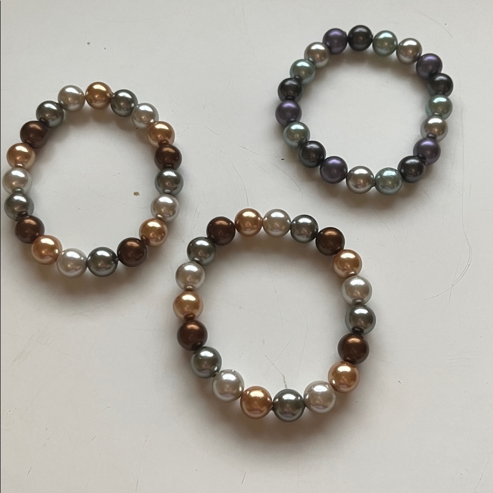 Multicolor Pearl Bracelet Set of 3